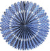 The Handmade Lokta Paper Rosette features a blue scallop design on a 12 inch cream rosette. 