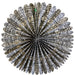 Handmade Lokta Paper Rosette measures 12 inches and features black line work on cream paper.