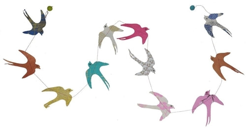 Handmade Lokta Paper Garland- Swallow