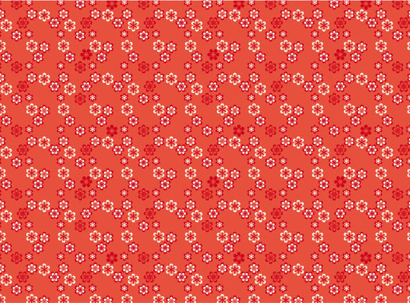 This Rossi 1931 Decorative Letterpress Paper features red and white flowers on a reddish-orange background.