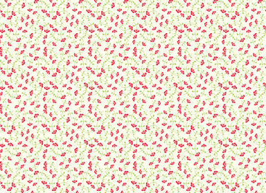 This Rossi 1931 Decorative Letterpress Paper features a repeating pattern of delicate red flowers with contrasting green stems on a natural cream background.