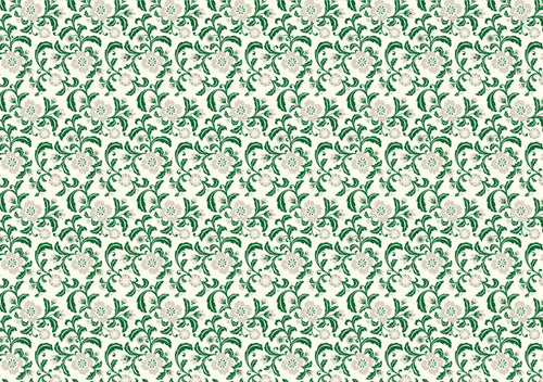 Rossi 1931 Italian Letterpress Paper- Grey and Green Flowers on Cream