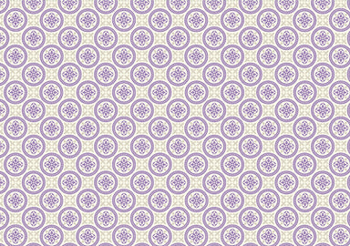 This Rossi 1931 Decorative Letterpress Paper features a repeating pattern of purple medallions. 