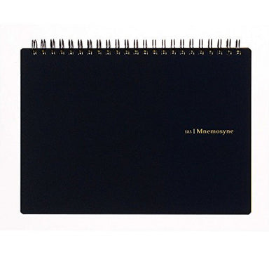 Maruman Mnemosyne Japanese spiral bound note pads feature durable, black plastic covers with rounded corners, bound with twin wire spiral binding.