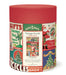 Cavallini's 500 piece puzzles are packaged in a 6.5 inch long cardboard tube, with puzzle pieces safely stored in a muslin bag inside.