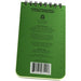 Rite in the Rain Spiral Notebook- Green- 3x5 inches- back cover showing text