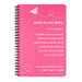 This notebook is printed in white ink on the cover color of your choice.