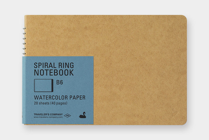 TRAVELER'S COMPANY SPIRAL RING NOTEBOOK- Watercolor Paper- Horizontal B6